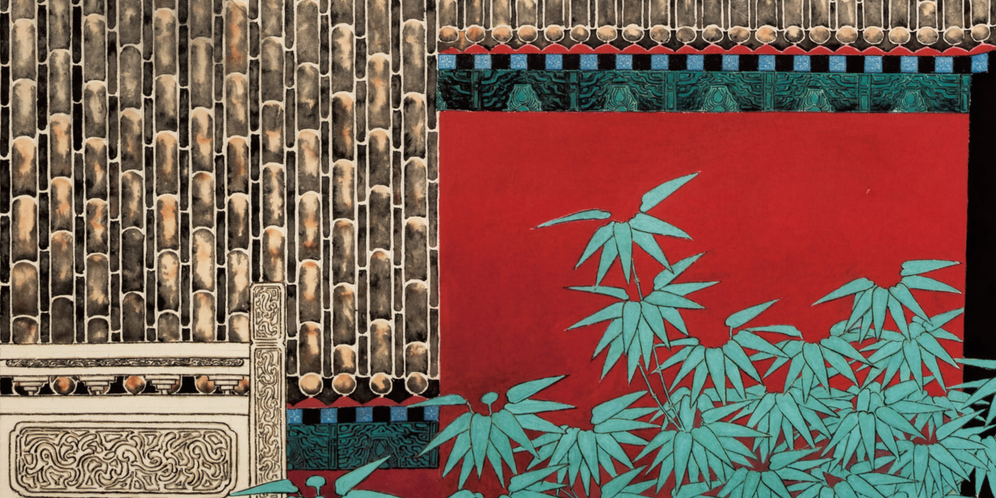中國近現代書畫名家宋兆欽教授,大紅袍畫冊經典款,玄關畫,手繪真跡,收藏品,藝術品,工筆畫,柏樹,將軍柏