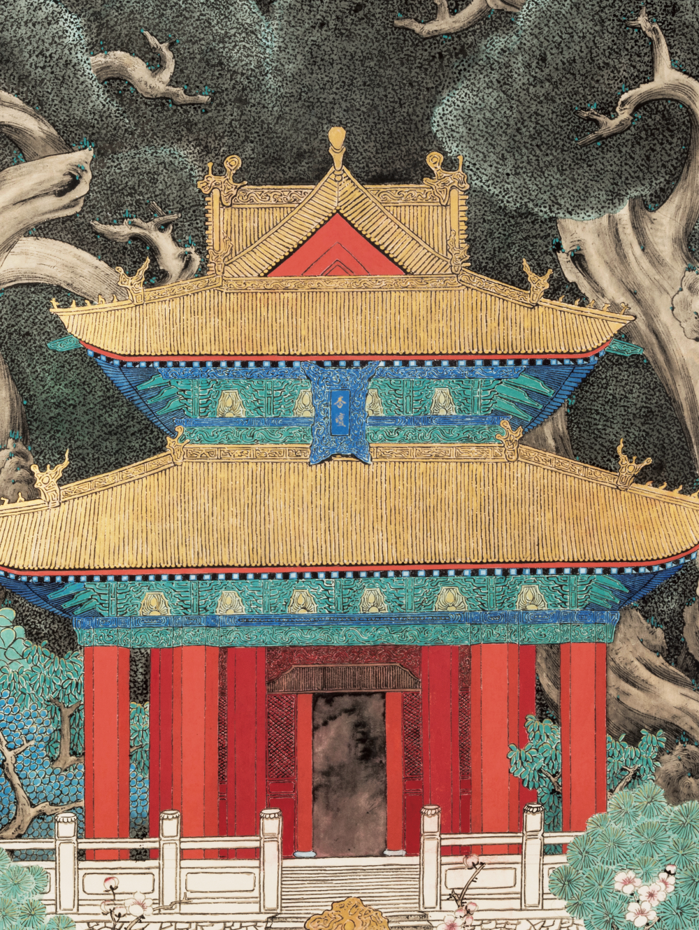 中國近現代書畫名家宋兆欽教授,大紅袍畫冊經典款,玄關畫,手繪真跡,收藏品,藝術品,工筆畫,柏樹,將軍柏