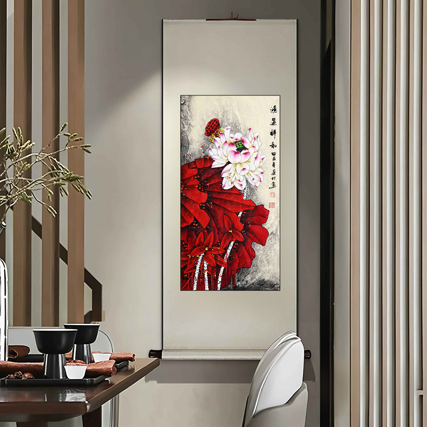 当代红荷第一人画荷圣手——刘连付《鸿运祥和》