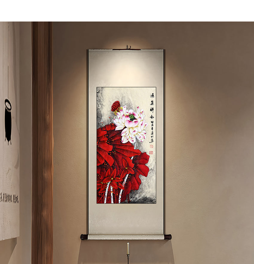 当代红荷第一人画荷圣手——刘连付《鸿运祥和》