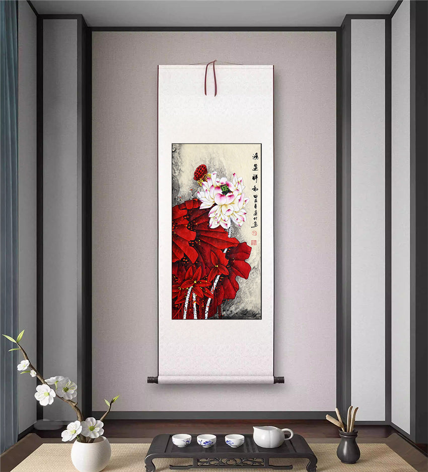 当代红荷第一人画荷圣手——刘连付《鸿运祥和》
